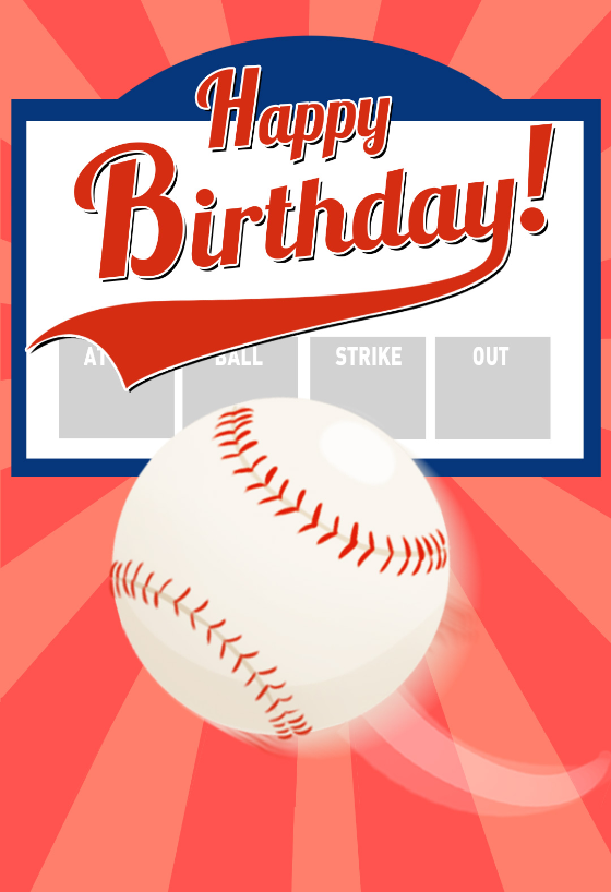 Baseball Batter - Birthday Card (Free)
